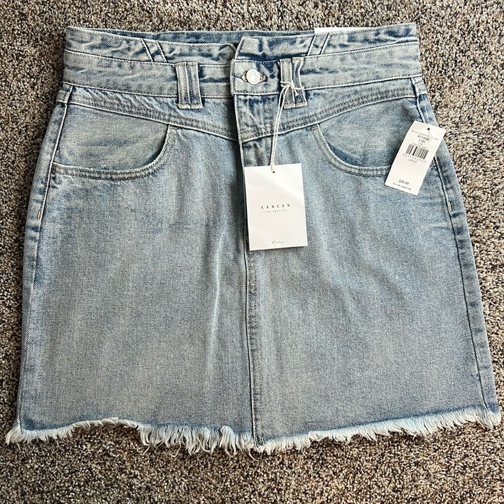 Kancan Semi Destroyed Jean Skirt